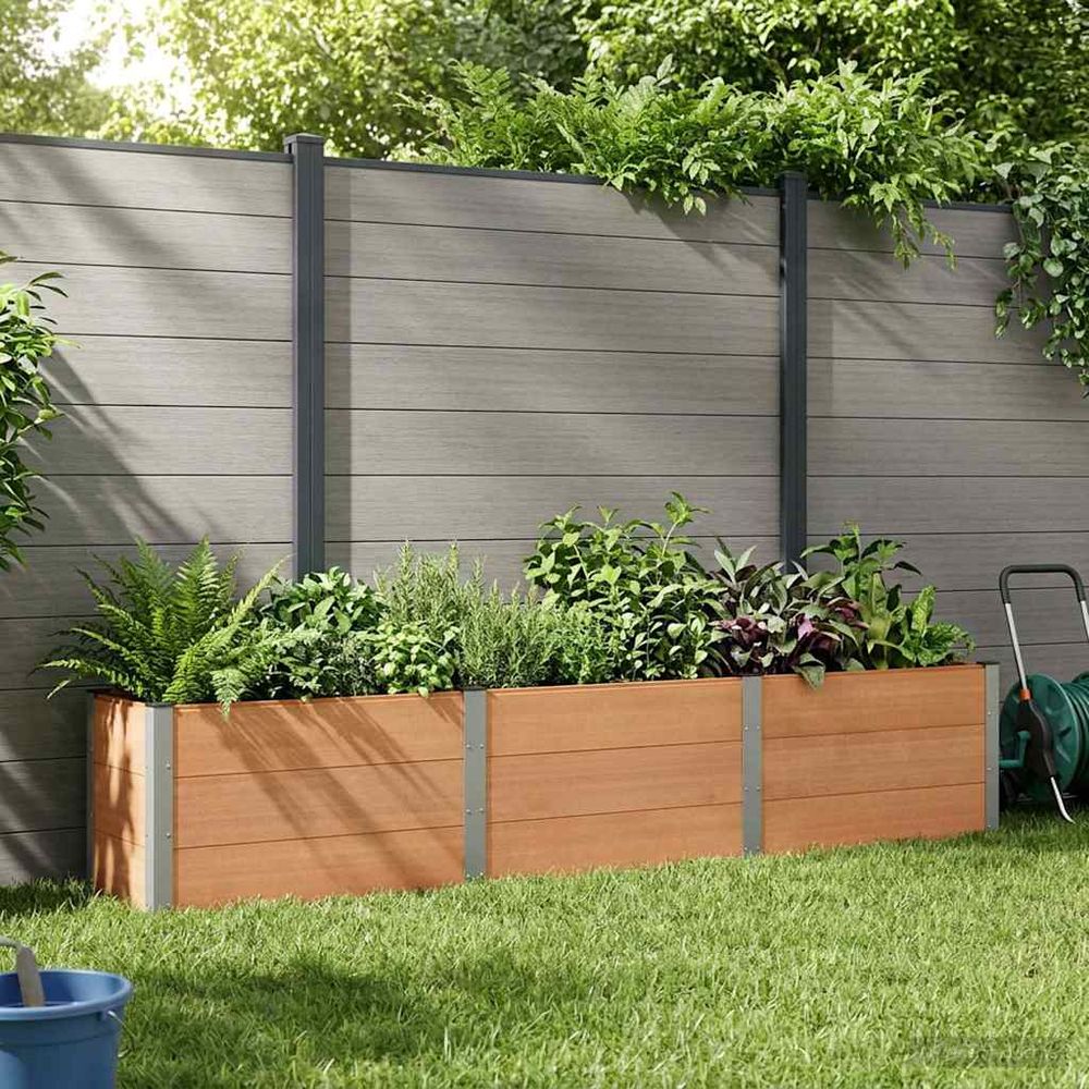 Jardinière surélevée wpc aluminium jardin terrasse culture 300cm marron