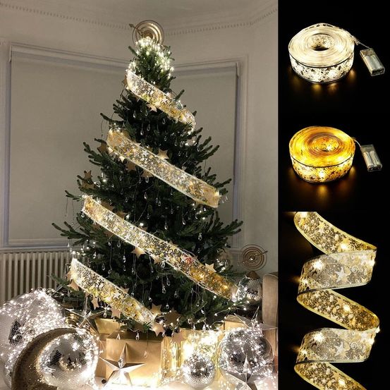 Ruban de noël illuminé - blanc chaud