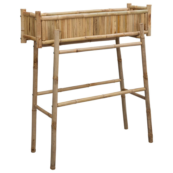 Jardinière d'extérieur avec support naturel 100 x 38 x 114 cm bambou