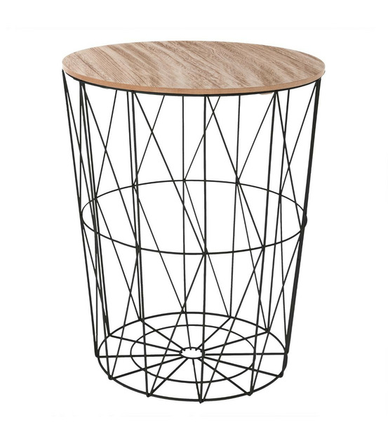 Table à café en métal noir et plateau en bois h 57 cm