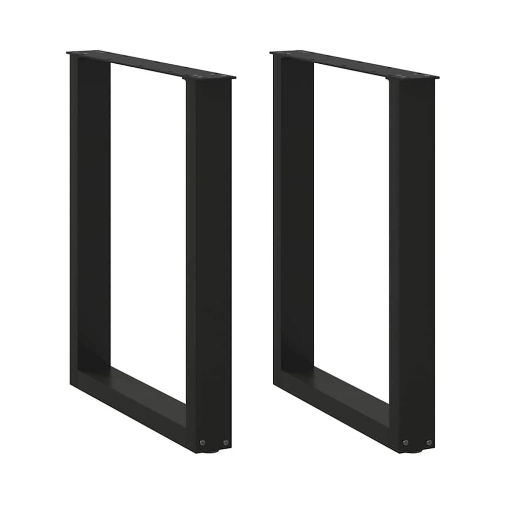 Pieds de table à manger en u 2 pièces noir 70 x (72-73) cm acier