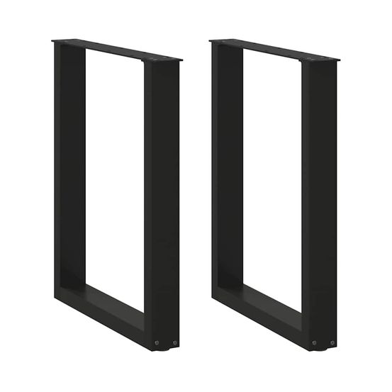 Pieds de table à manger en u 2 pièces noir 70 x (72-73) cm acier