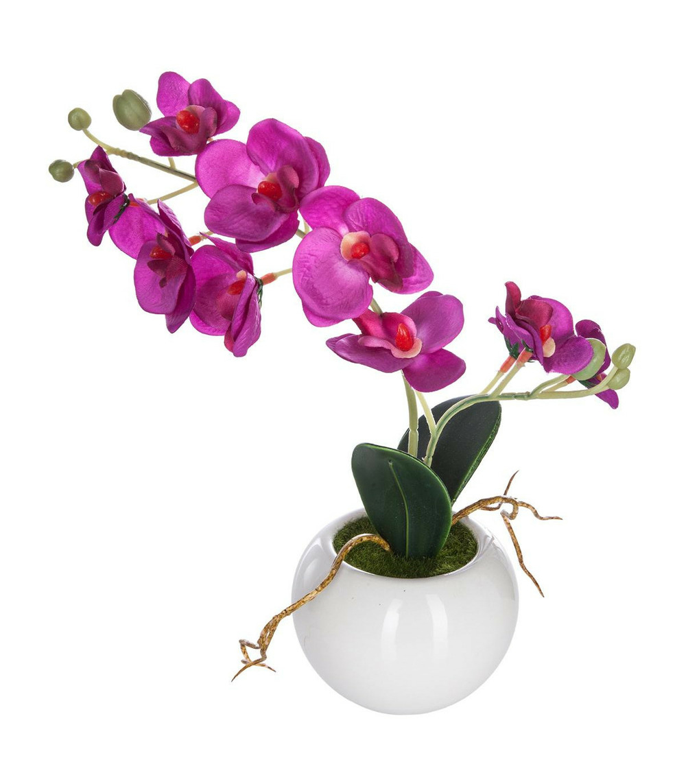 Plante artificielle orchidée en pot céramique h 25 cm