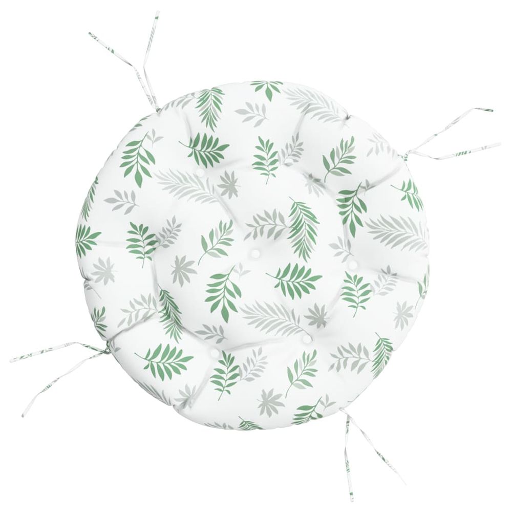 Coussin rond à motif de feuilles ø 60 x11 cm tissu oxford