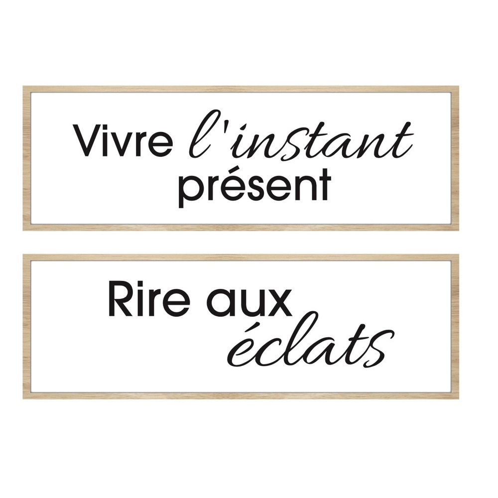 Cadre décoratif slogan 20 x 60 cm (lot de 2)
