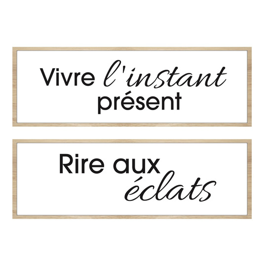 Cadre décoratif slogan 20 x 60 cm (lot de 2)