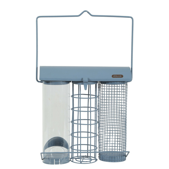 Mangeoire trio bleu orage pour oiseaux