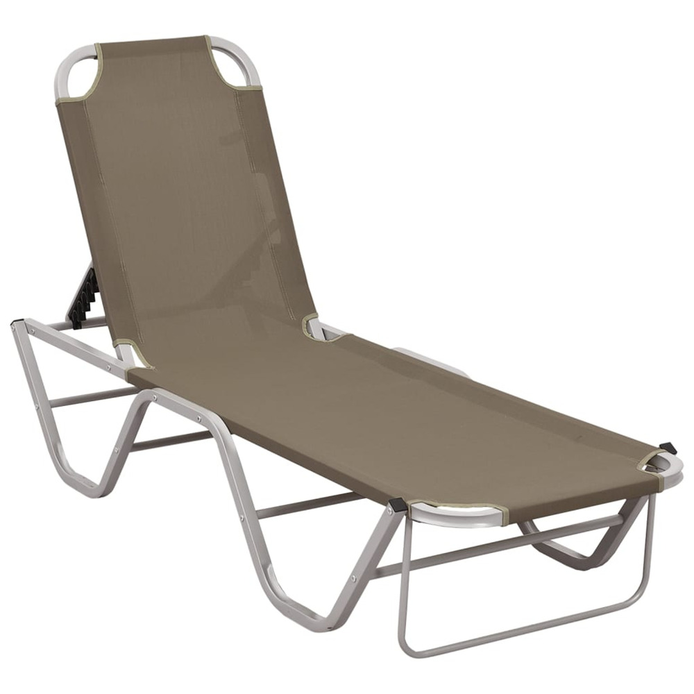 Chaise longue aluminium et textilène taupe bain de soleil