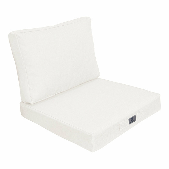 Coussins pour fauteuil effet lin déhoussable 60x60cm blanc cassé