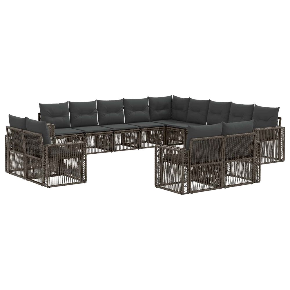 Ensemble de canapé de jardin 13 pc gris et gris foncé polyrotin
