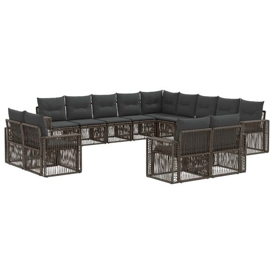 Ensemble de canapé de jardin 13 pc gris et gris foncé polyrotin