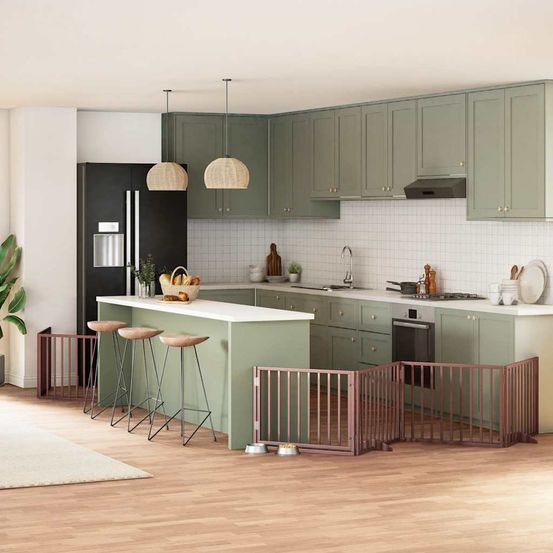 Parc pour chien pliable 12 panneaux en bois avec porte de sécurité intérieur brun
