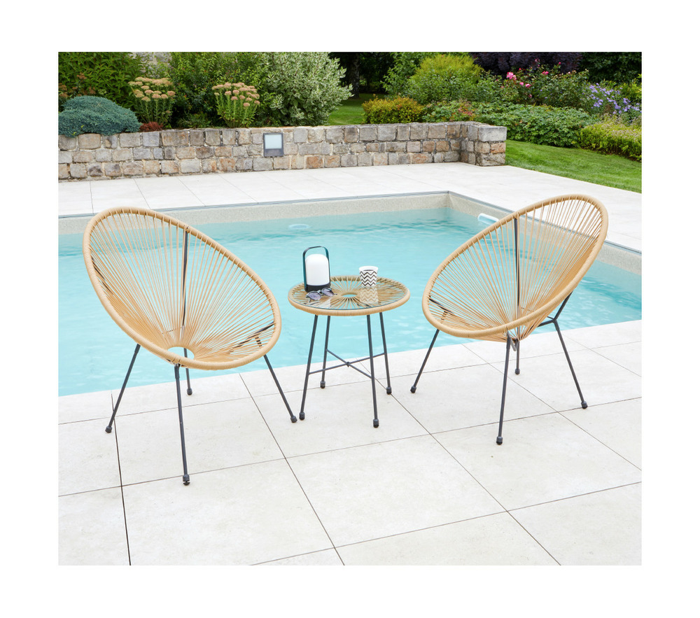 Salon de jardin en acier - 2 places - camel - caracas