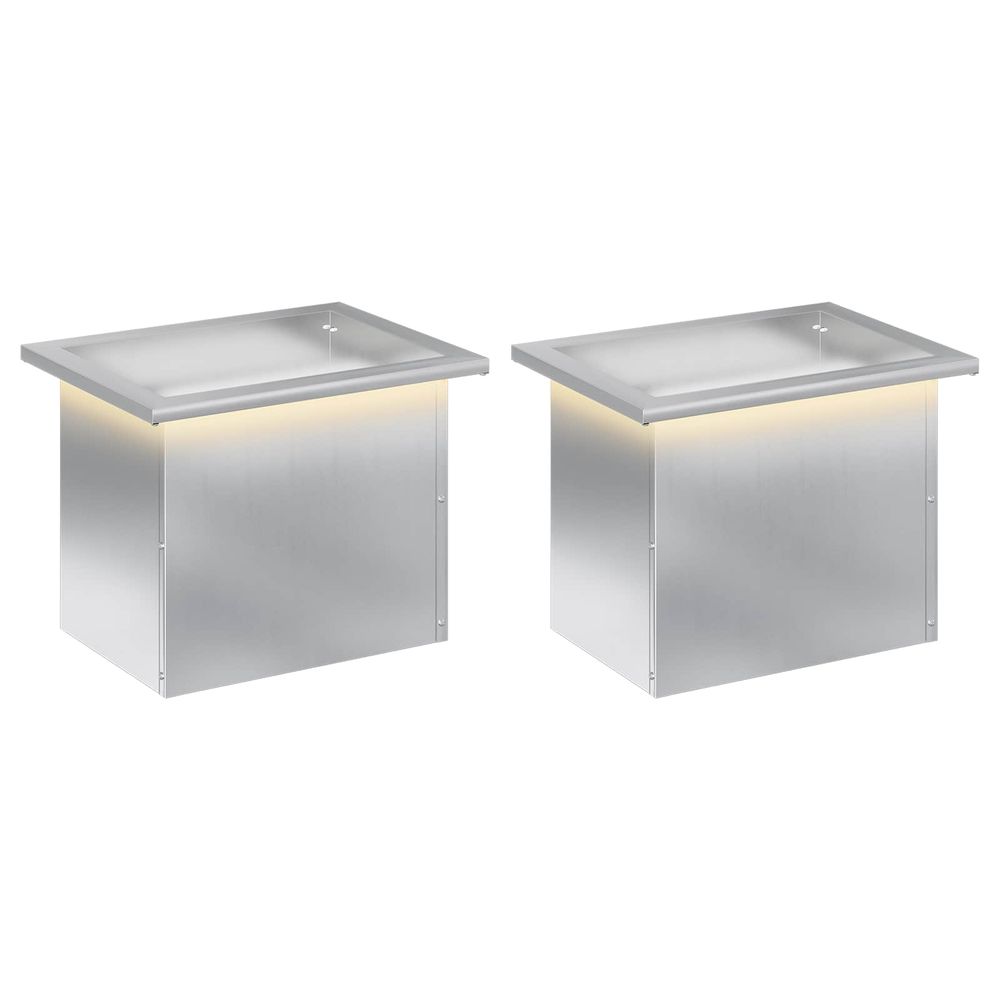 Jardinière d'extérieur de jardin avec led 2 pc argenté 30 x 40 x 30 cm