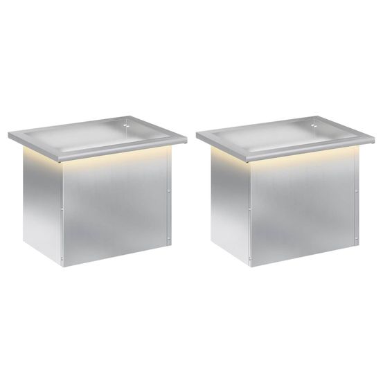 Jardinière d'extérieur de jardin avec led 2 pc argenté 30 x 40 x 30 cm