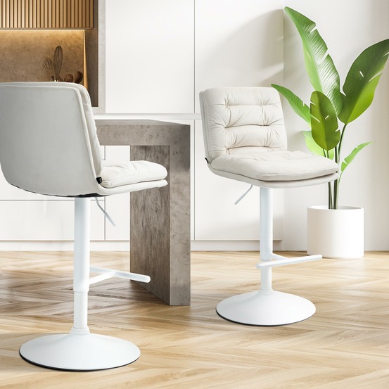Tabouret de bar damar velours blanc