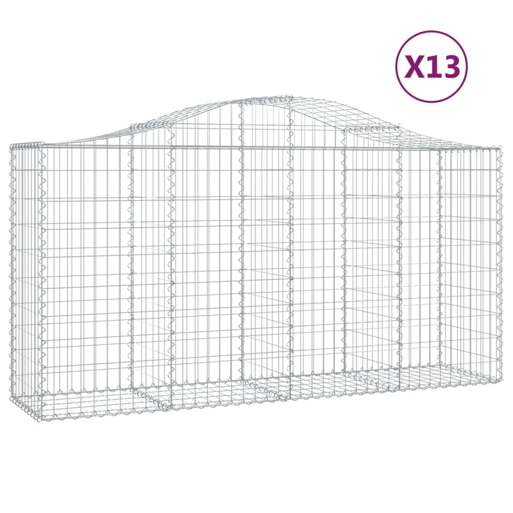 Paniers à gabions arqués 13 pcs 200x50x100/120 cm fer galvanisé