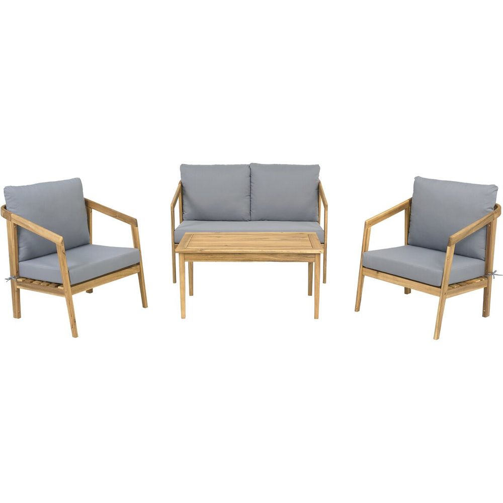Salon de jardin en bois avec coussins 
