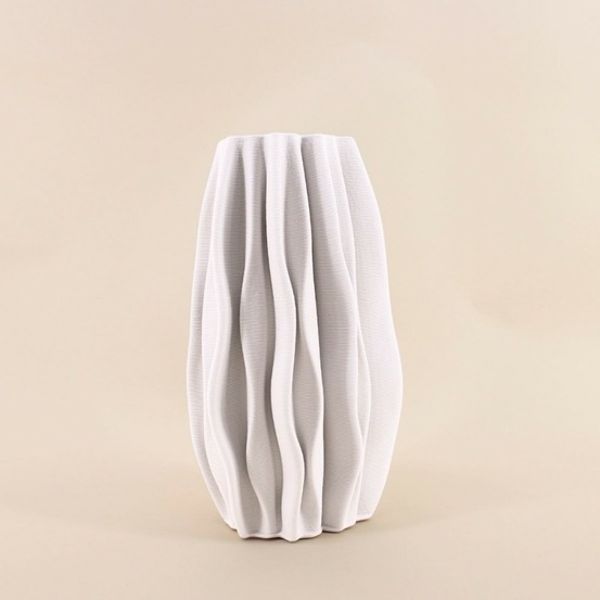 Vase alvéolé en céramique blanche 3d, h30cm