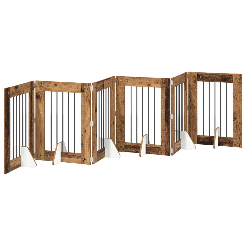 Porte de chien pliable avec supports 6 pc bois ancien 362 cm