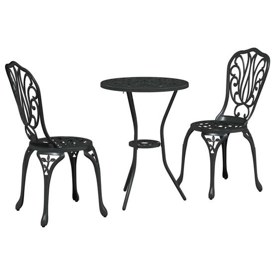 Ensemble bistro de jardin 3 pcs noir aluminium