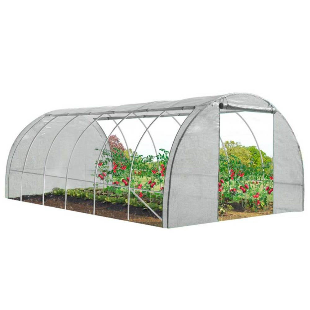 Serre tunnel de jardin 4 saisons 18m² blanche gamme maraîchère crimée 6x3m