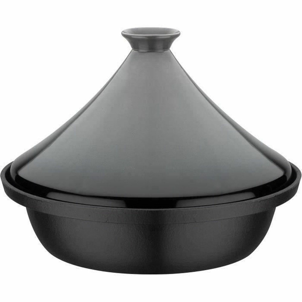 Tajine fonte massive 30 x 22 cm - couvercle céramique - induction - gris