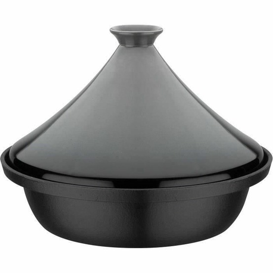 Tajine fonte massive 30 x 22 cm - couvercle céramique - induction - gris