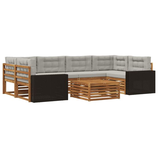 Ensemble de canapés d'extérieur 7 pc naturel et gris clair