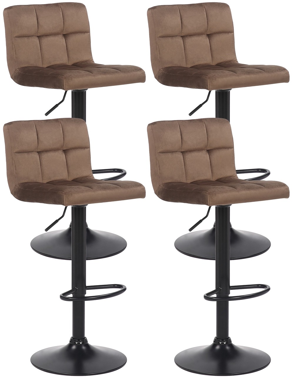 Lot de 4 tabourets de bar feni velours