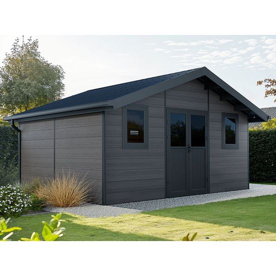 Abri de jardin composite 20m2 gris isora - cabane de jardin - local