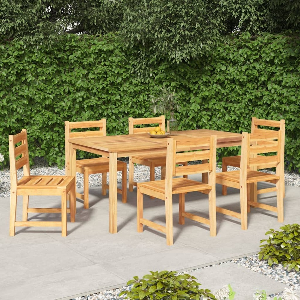 Ensemble à manger de jardin 7 pcs bois de teck solide