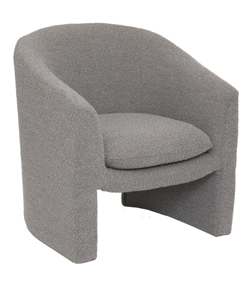 Fauteuil tissu gris souris à bouclettes