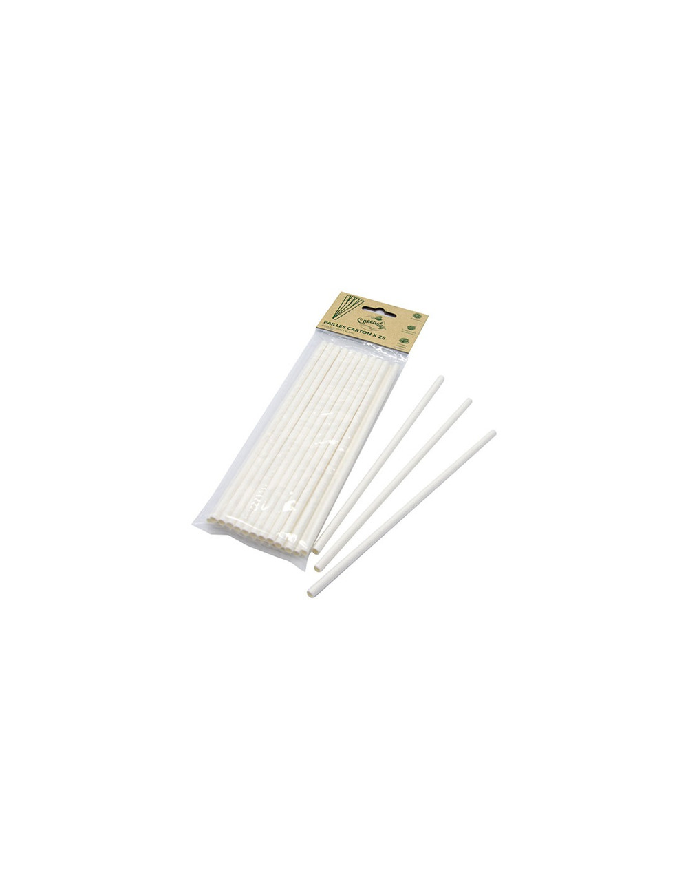 Paille carton blanc sachet de 25 pièces - j&f