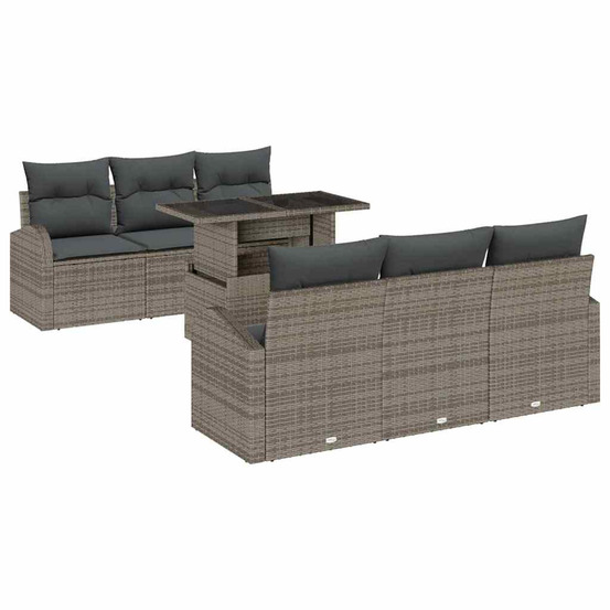 Ensemble de canapé de jardin 7 pcs gris poly rattan
