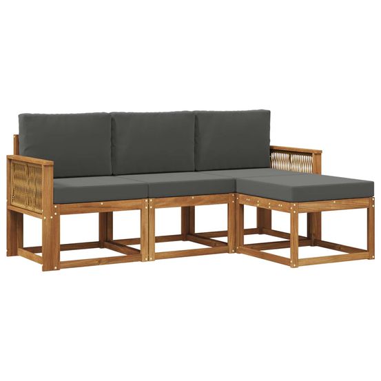 Ensemble de canapés d'extérieur 4 pc naturel et anthracite