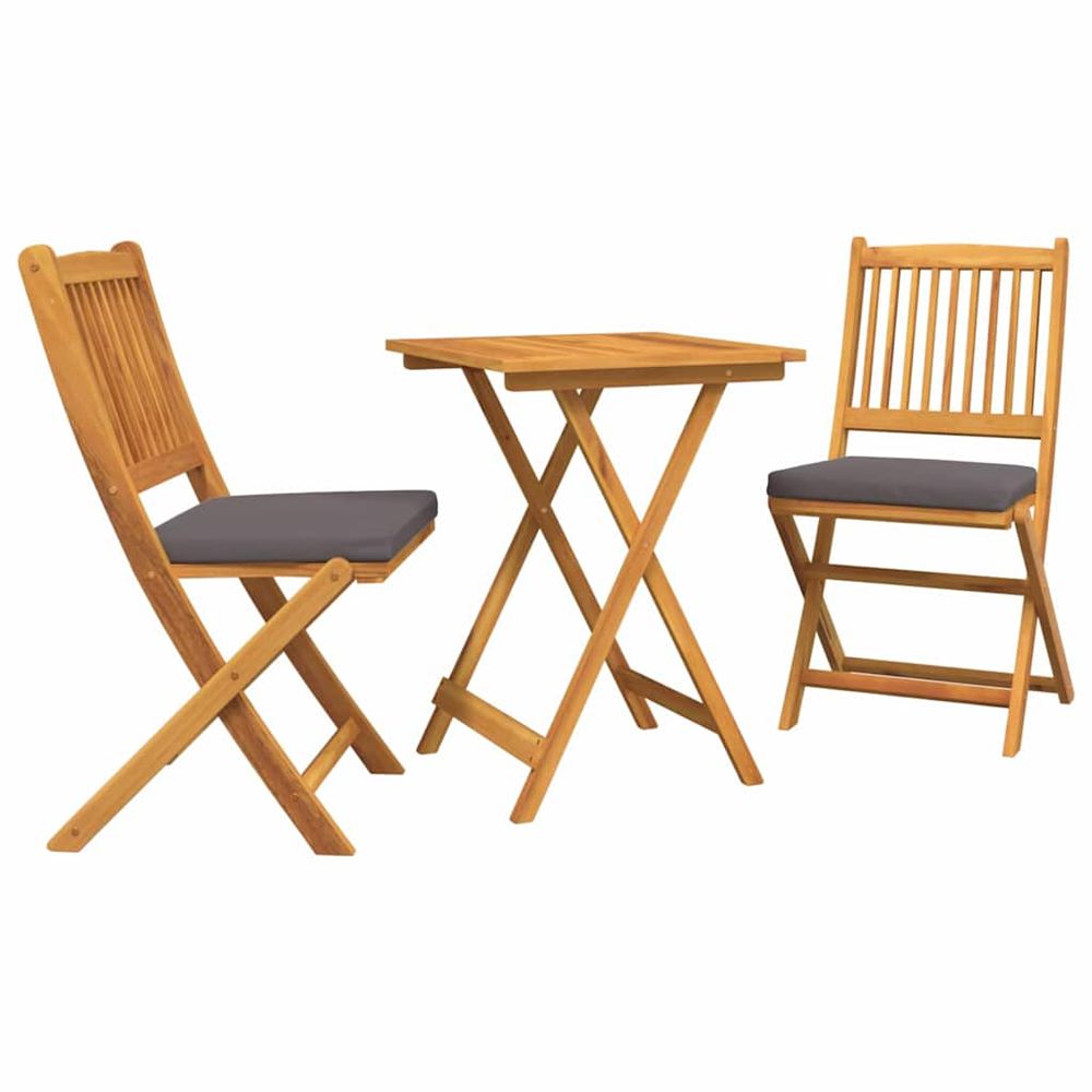 Ensemble bistro de jardin 3 pc marron bois d'acacia massif