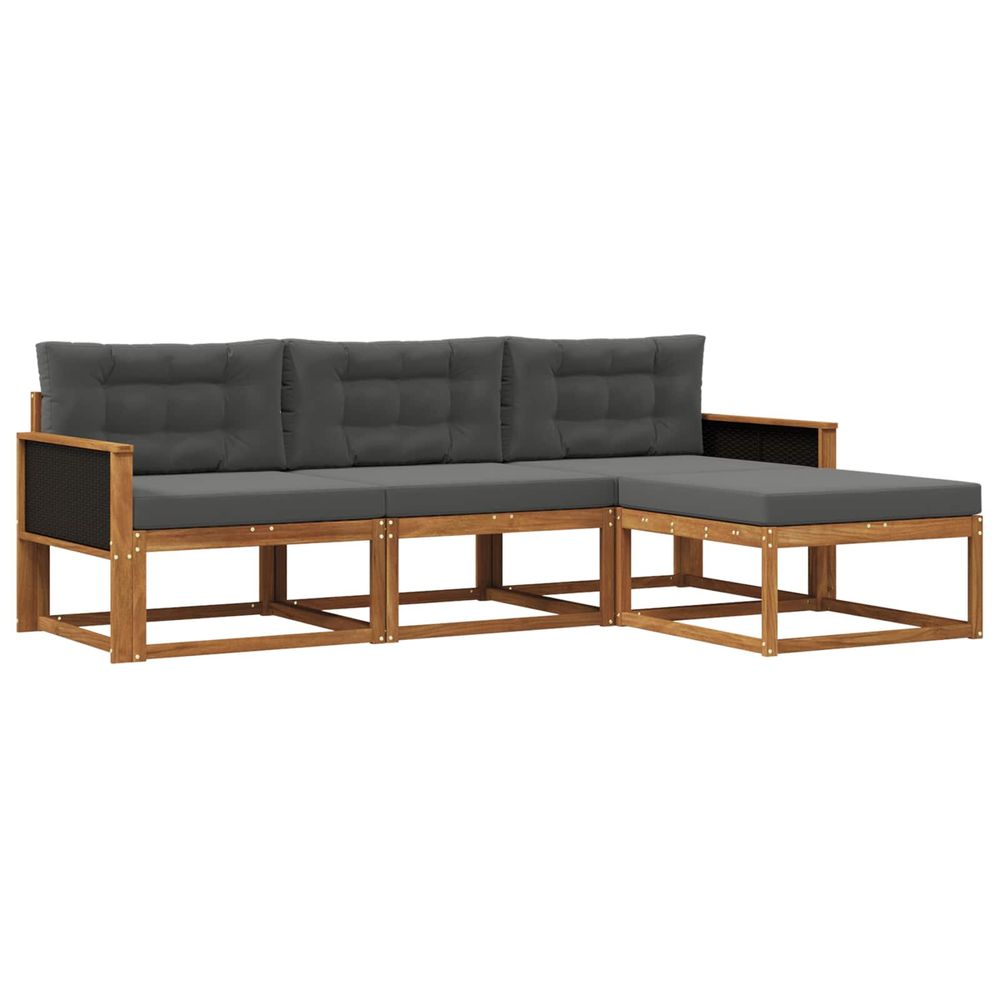 Ensemble de canapés d'extérieur 4 pc naturel et anthracite