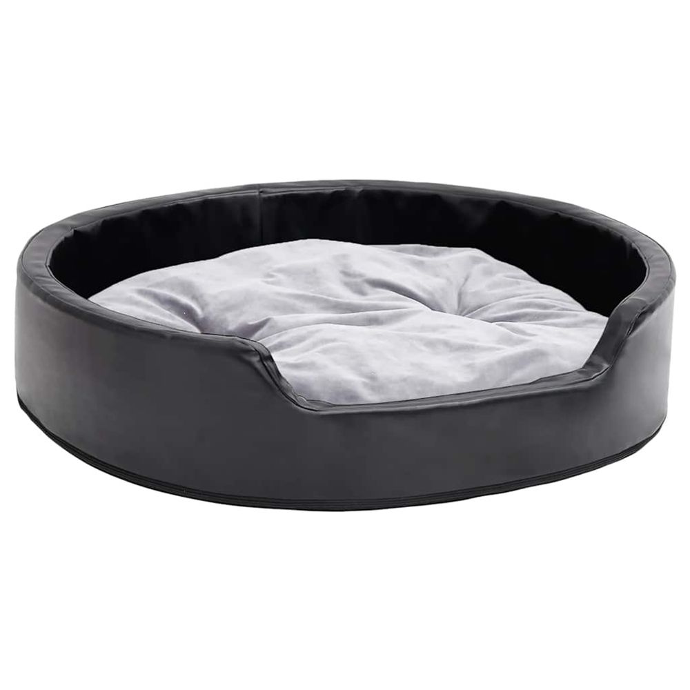 Lit pour chiens noir et gris 79x70x19 cm peluche et similicuir