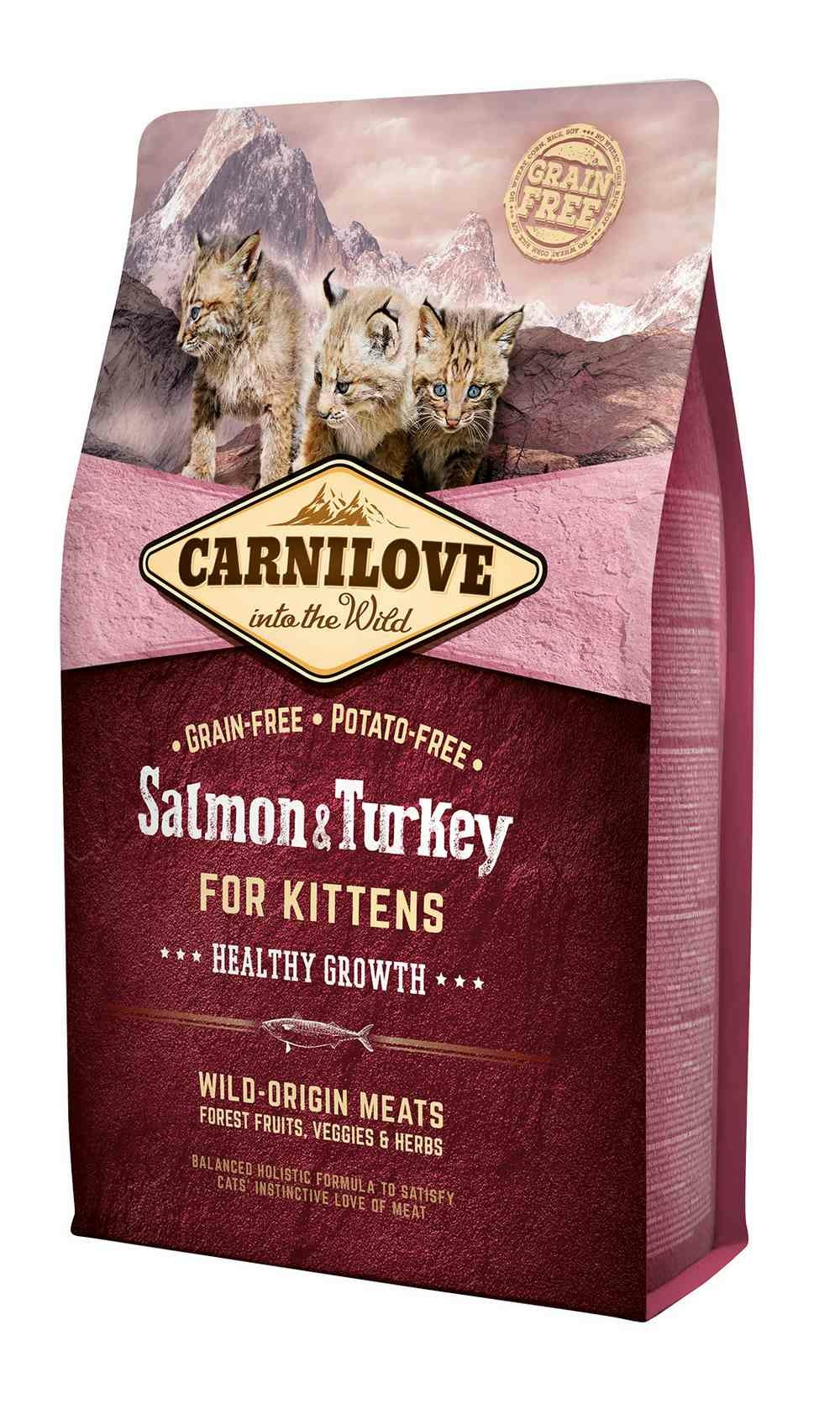 Carnilove - croquettes sans céréales saumon & dinde pour chaton 2kg