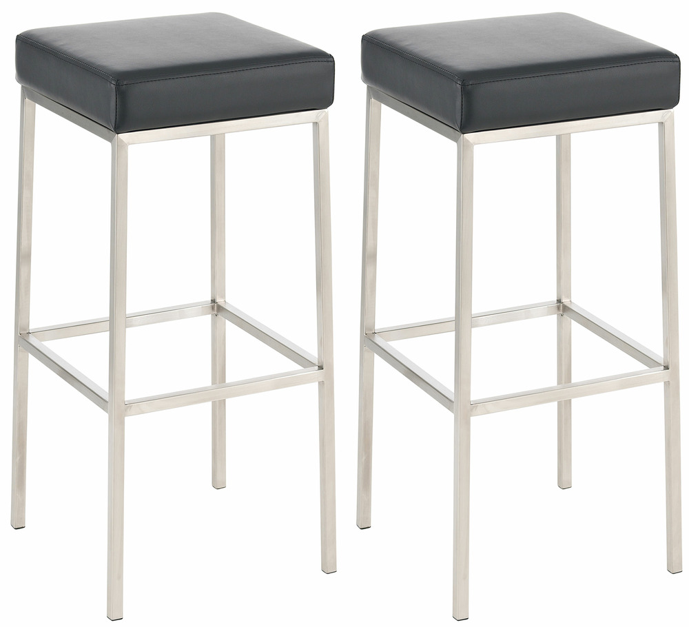 Lot de 2 tabourets de bar montreal 80 simili cuir acier inoxydable