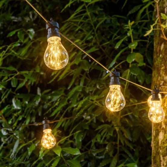 Guirlande lumineuse décorée 20 ampoules goutte platique transparent ø67mm 200 microled blanc chaud lotti