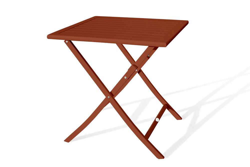 Table de jardin marius 70 cm pliante en aluminium terracotta