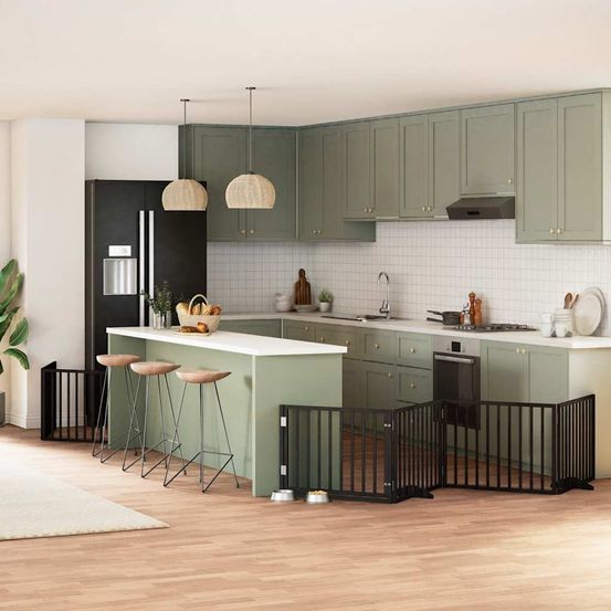 Parc pour chien pliable 8 panneaux en bois avec porte de sécurité intérieur noir