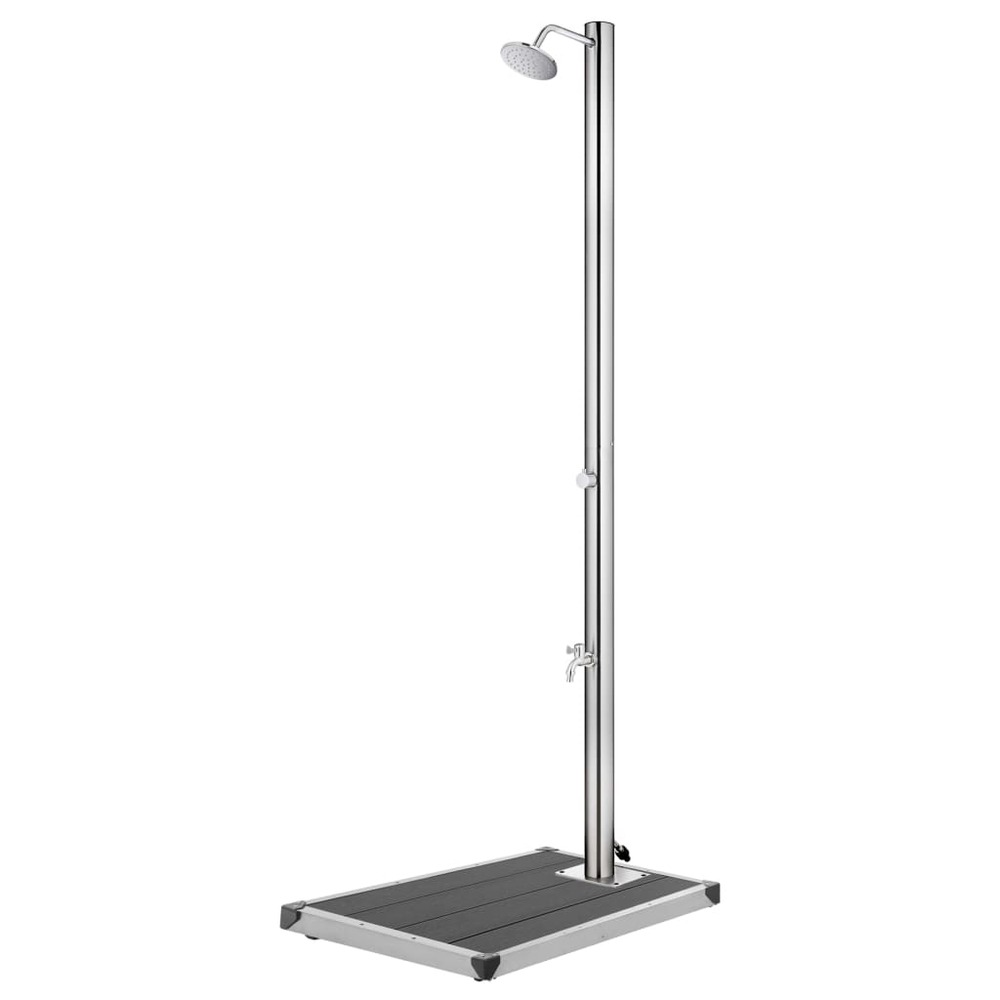 Douche de jardin avec base gris 220 cm acier inoxydable