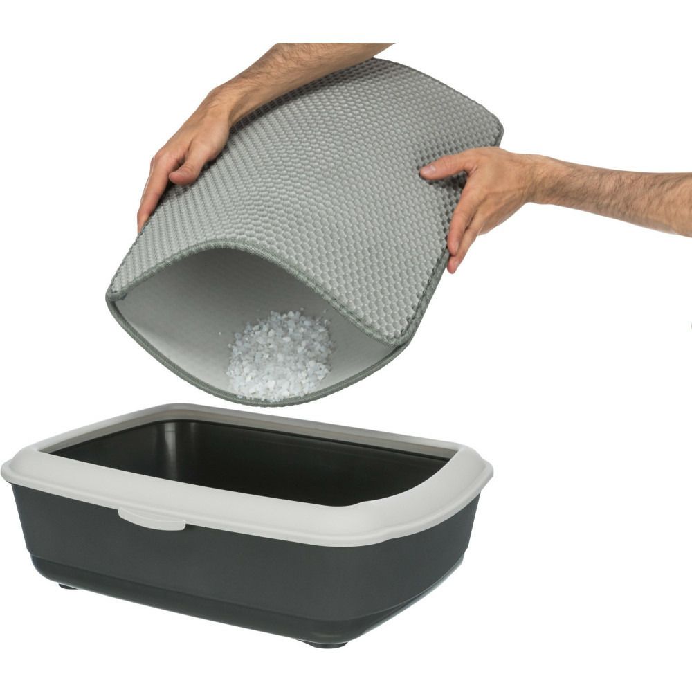 Tapis tamis pour bac à litière 40 × 55 cm noir ou gris pour chat