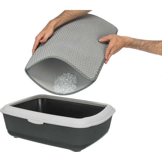 Tapis tamis pour bac à litière 40 × 55 cm noir ou gris pour chat