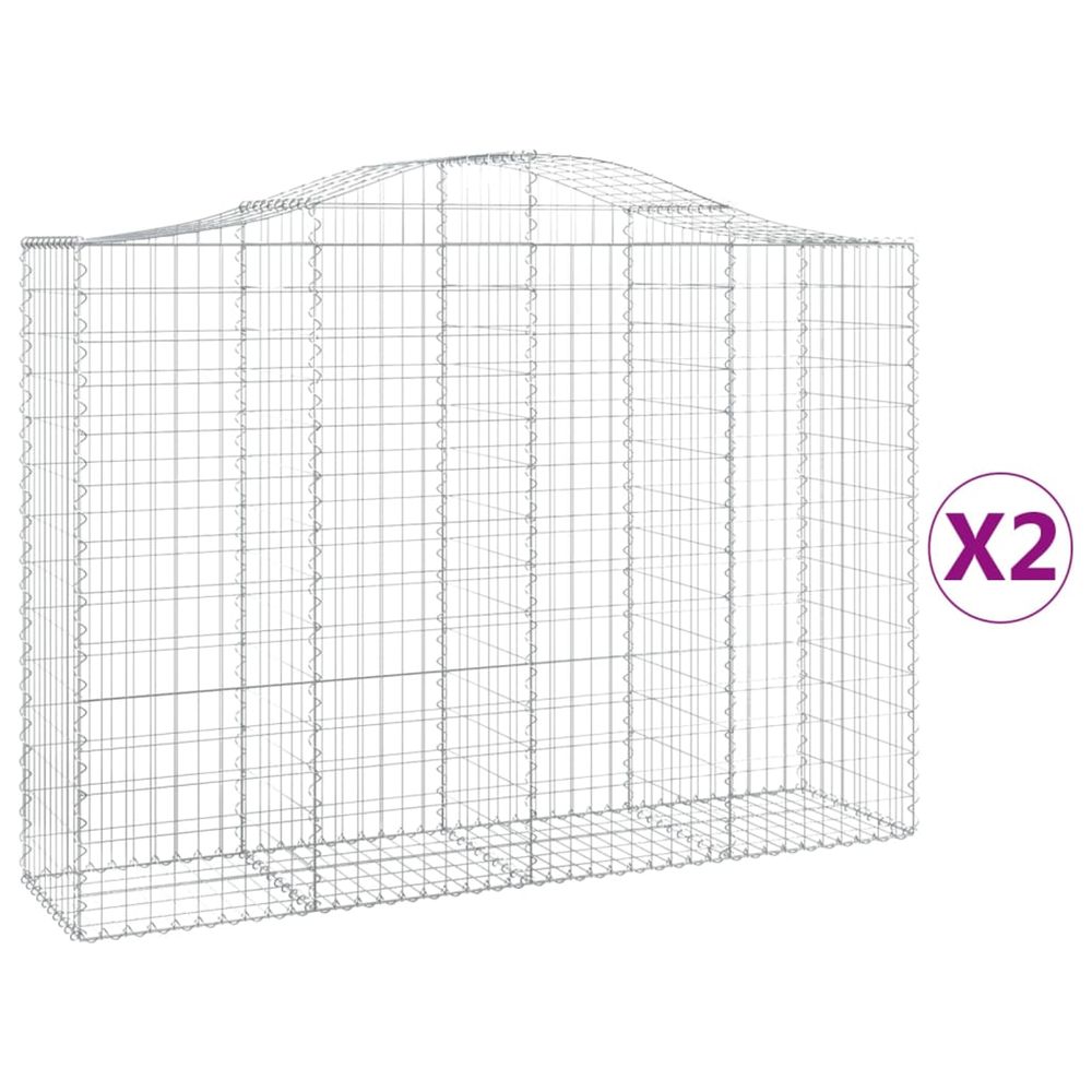 Paniers à gabions arqués 2 pcs 200x50x140/160 cm fer galvanisé