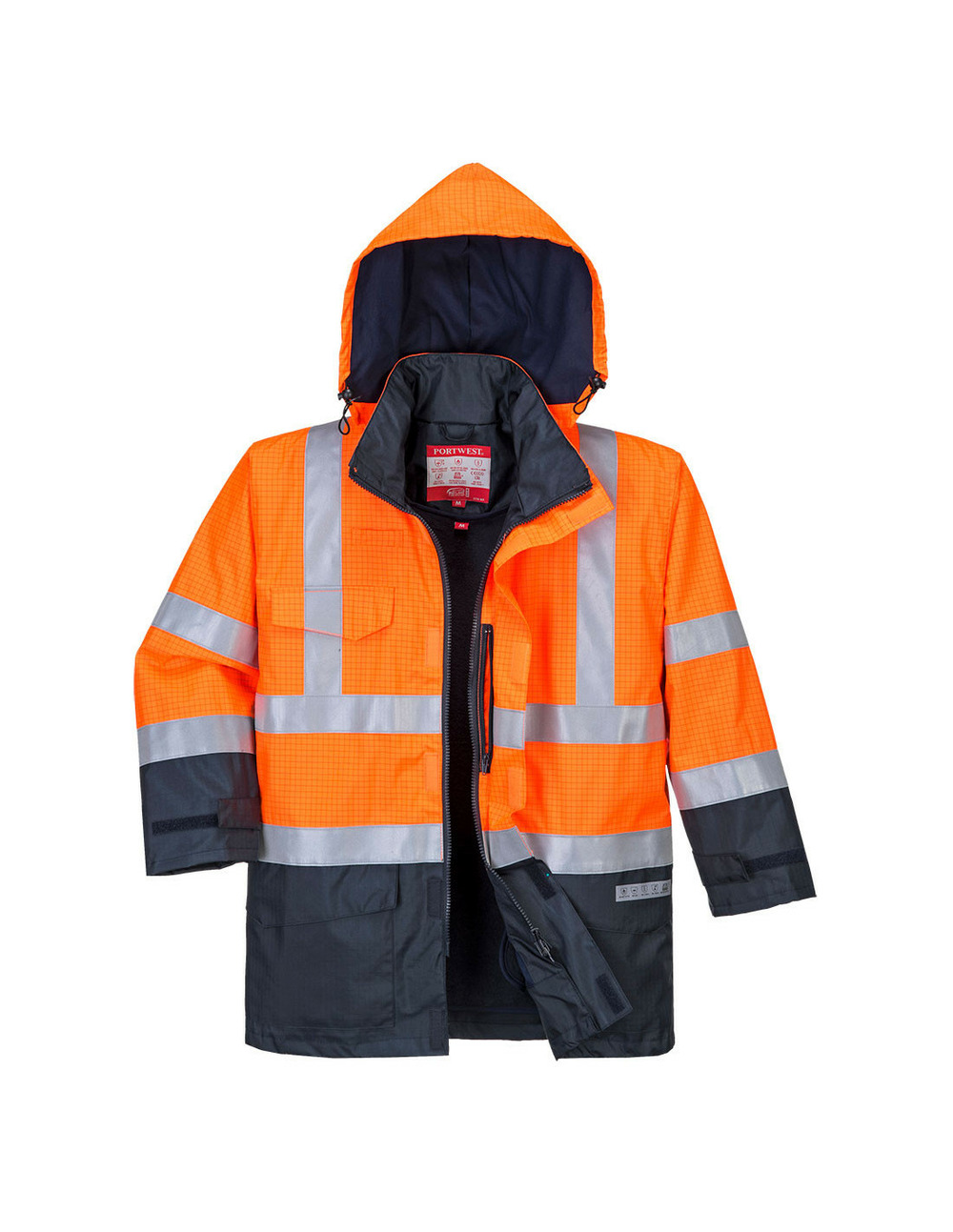 Parka hv bizflame rain multi-risques couleur : orange/marine taille xl - portwest