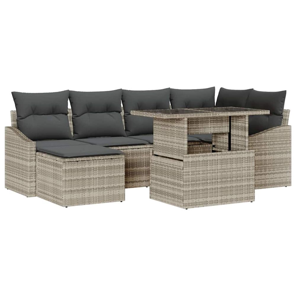 Ensemble de canapé de jardin 7 pc gris clair et gris foncé